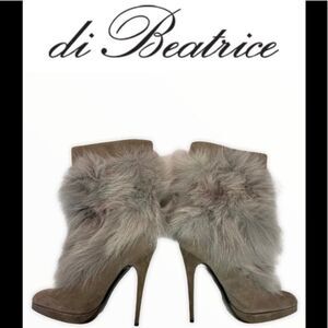 Di Beatrice Gray suede rabbit fur boots size 39